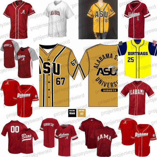 

Mens Alabama State University Baseball Jersey Custom Any Name Number Stitched College Apparel Big & Tall, Red 6