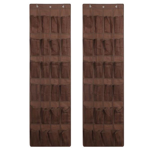 

storage boxes & bins hpdear 2 pack over the door shoe organizer, 24 large mesh pockets with 3 hooks