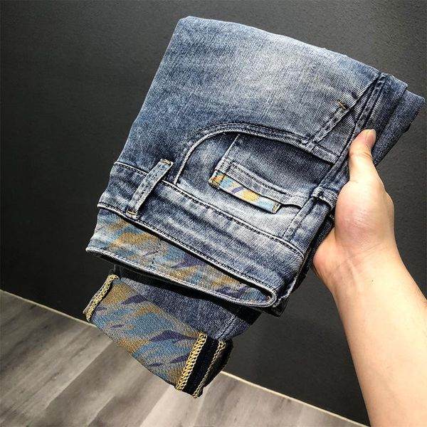 

men's jeans 2021 arrival casual slim elastic men pencil pants,skinny streetwear vintage, Blue