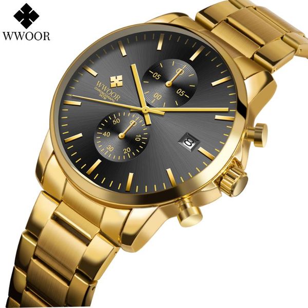 

wristwatches wwoor mens watch military sports waterproof luxury analog quartz wristwatch for men stainless steel gold relogio masculino, Slivery;brown
