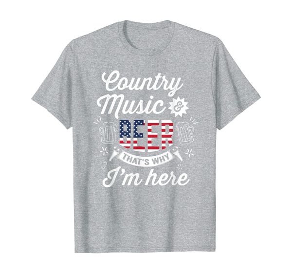 

country music and beer that's why i'm here gift tshirt, White;black