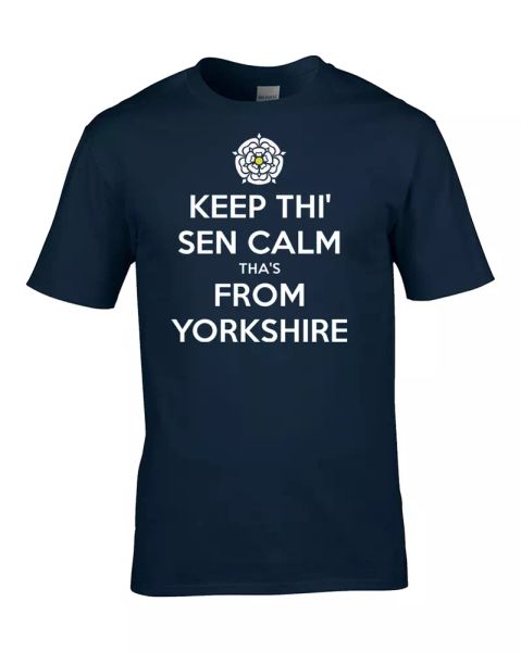 

keep thi sen calm, tha's from yorkshire- funny keep calm boy's t-shirt, White;black