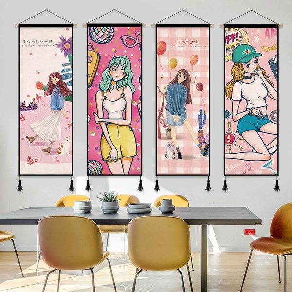

tapestries ins wall hanging cloth dormitory bedroom bedside painting girl tapestry living room dining decoration