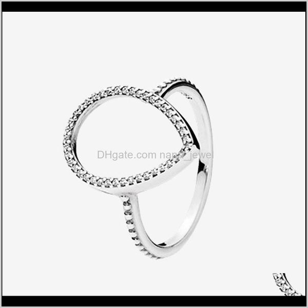 

women's teardrop hollow silhouetete ring cz diamond jewelry for pandora 925 sterling silver wedding rings with original box set 68syg 8, Slivery;golden
