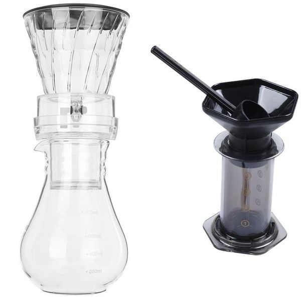 

glass cold ice water drip coffee maker brew pot dripper 800ml & press air espresso machine electric grinders