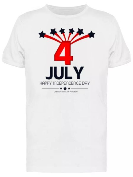 

4 july star fireworks men's tee -image by shutterstock, White;black