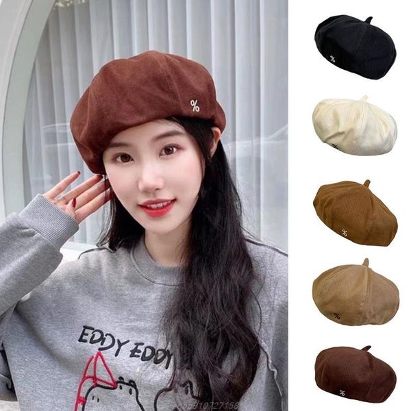 

berets 21.65-23.22'' retro check sboy cabbie artist hat cap solid color golf british beret octagonal ag18 21 dropship, Blue;gray