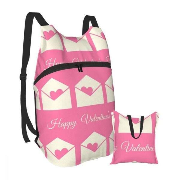 

backpack foldable waterproof travel men bag valentine day letter cards pattern