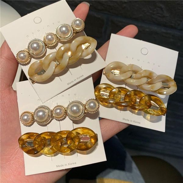

hair clips & barrettes 2pcs/set gold pearl hairpins barrette cute for women girlsheadpiece pins hairgrips accessories girls, Golden;silver