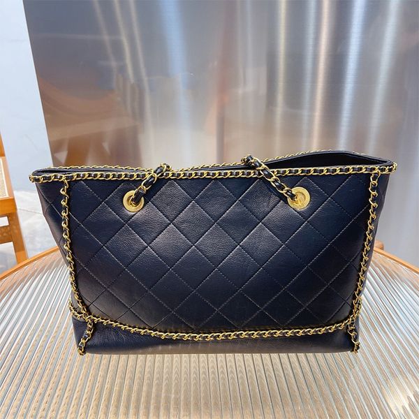 

classic high end fashion women's shoulder bags large capacity 36cm black luxury chain leather designer handbag outdoor travel shopping