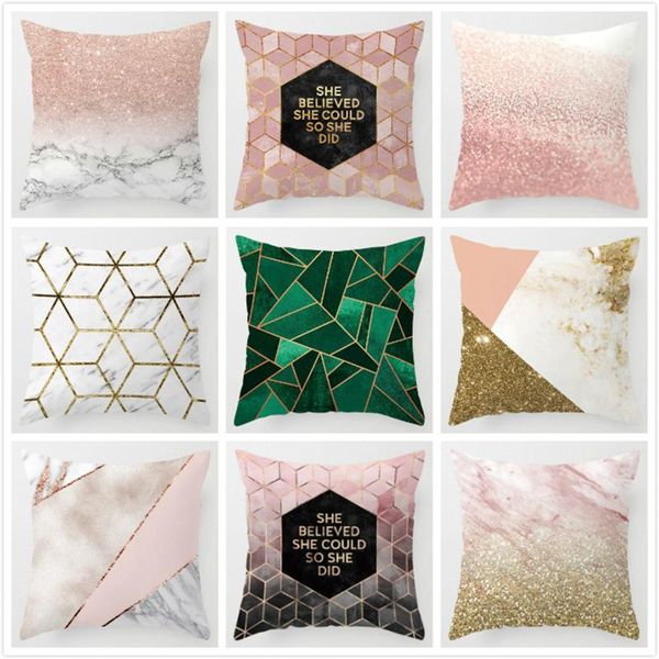 

cushion/decorative pillow geometric cushion cover minimalist english alphabet pattern sofa case pillowcase peach velvet home decoration