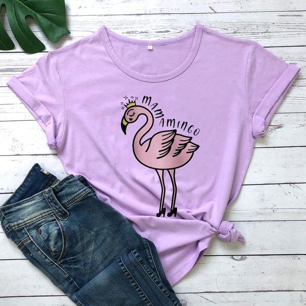 

women's t-shirt mamamingo funny high heels flamingo t shirt mama gift tee fashion clothes tees harajuku kawaii styletee, White