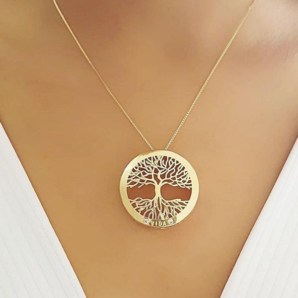 

chains tree of life pendant necklace women jewelry fashion 2021 rose gold statement chain necklaces & pendants holiday gifts bijoux, Silver