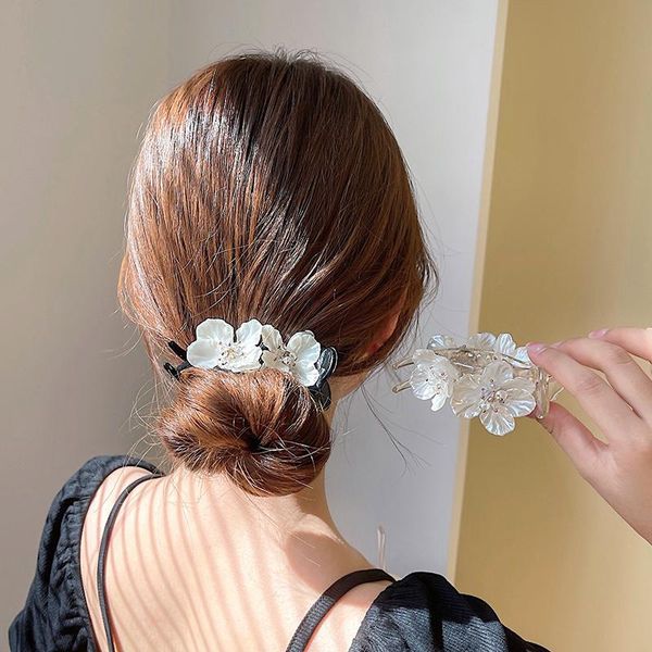 

hair accessories korean black white shell flower clips for women elegant headdress fashion hairpin girls
