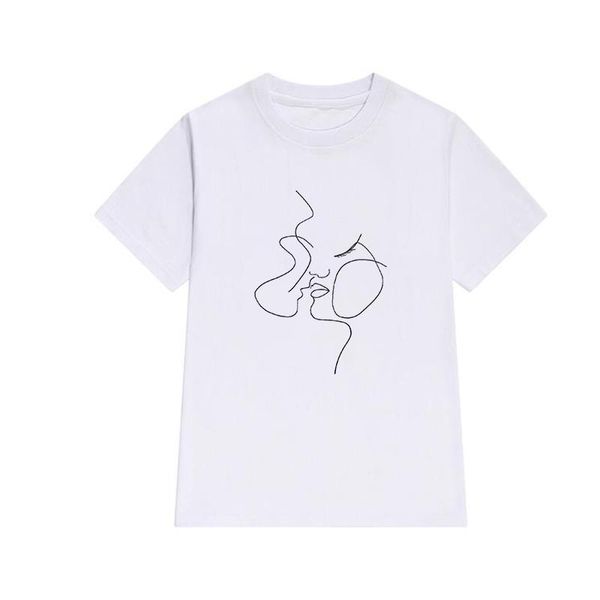 

women's t-shirt 2021 t-shirts women harajuku linear human faces printed summer ladies tees graphic white t shirt casual streetwear tshi