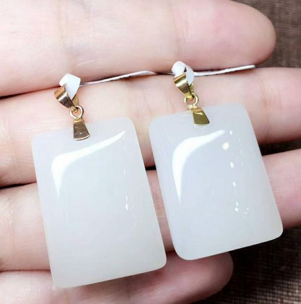

lockets hetian baiyu 18k gold pendant authentic qinghai material, sheep fat jade, fine crystal clear white, warm h15#, Silver