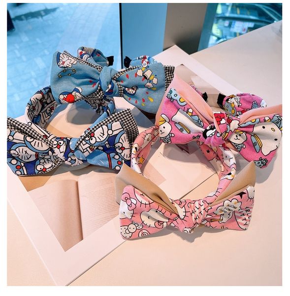 

11 styles fashion women cartoon letter bowknot hair band leisure mixed color elastic hair band ladies designer summer retro sports breathabl, Silver