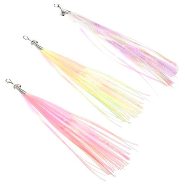 

cat toys 3pcs pet funny teasing stick tassel replacement heads with bell