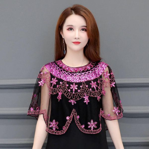 

scarves summer mesh fashion versatile women's evening cape sequin deco paisley 1920s shawl flapper cover up 0325, Blue;gray