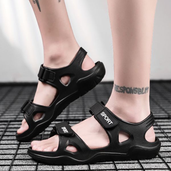 

Non-slip Casual Beach Shoes 2021 Summer New Fashion Breathable Thick Soled Comfortable Men Sandals Outdoor Walking Leisure Shoes, Black