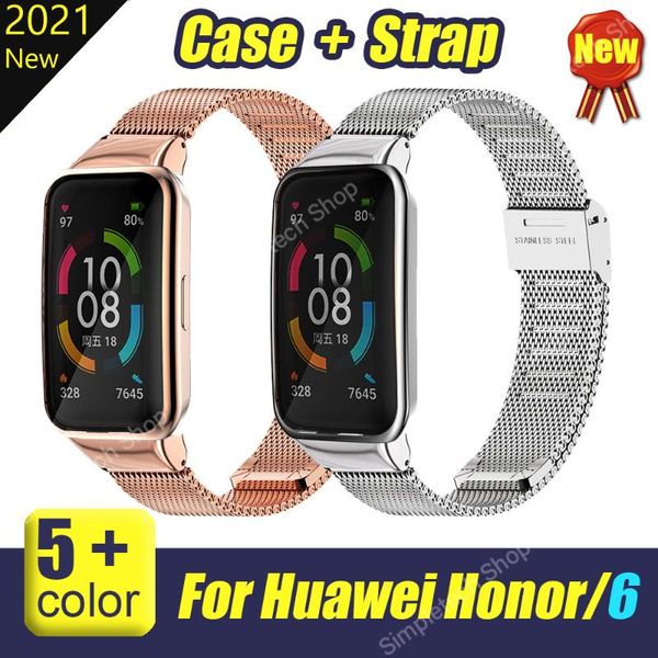 

watch bands strap for huawei honor band 6 wristband bracelet stainless steel wrist metal, Black;brown