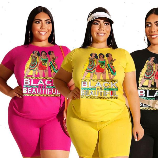 

women tracksuits outfits for plus size 2xl 3xl 4xl carton t shirt and short matching sets summer 2 piece set, Gray