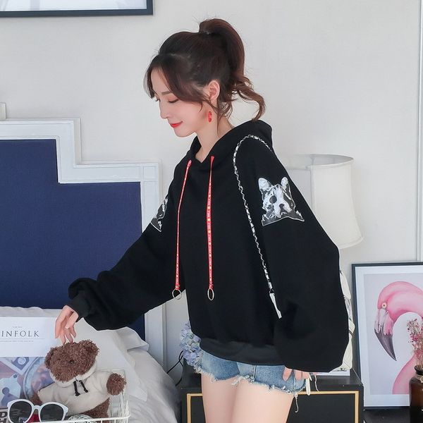 

women's hoodies & sweatshirts classic winter selling quality breathable casual women's hoodie 5dun, Black