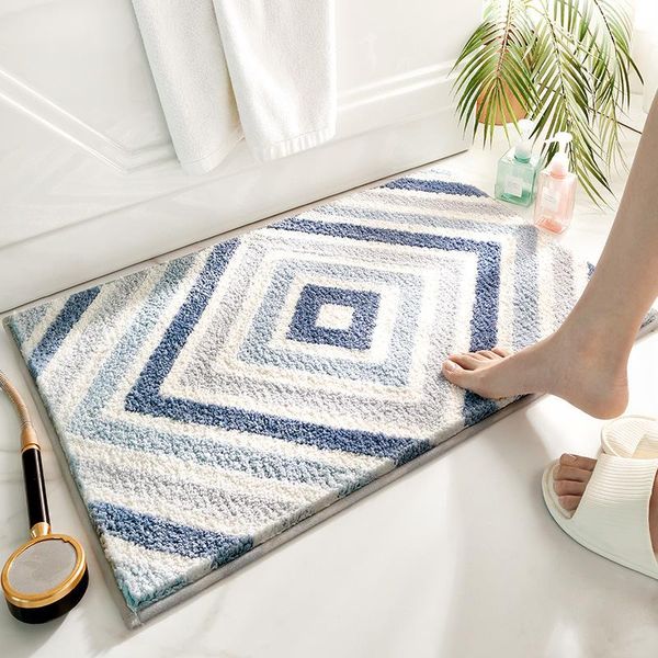 

carpets household bedroom door mat simple geometric soft thick fluff washable non-slip bathroom carpet toilet absorbent foot