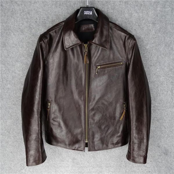 

men's & faux leather .winter thicker cowhide coat,man vintage genuine jacket,classic 1930 motor jackets,brown tannin wax sales1 wp48, Black