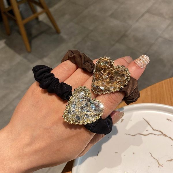 

hair accessories simple rhinestone heart elastic bands rope ponytail ties for women headdress rubber band girls