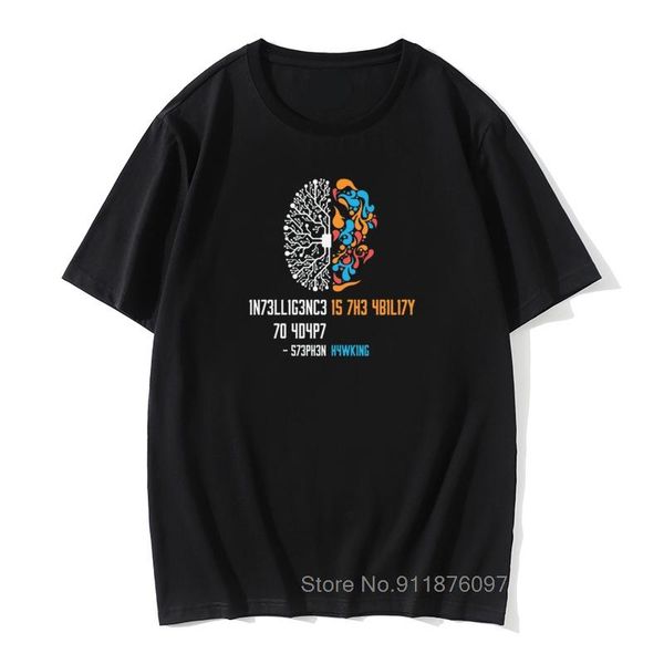 

men's t-shirts intelligence t shirt men is the ability to adapt change science vintage shirts premium cotton tee, White;black