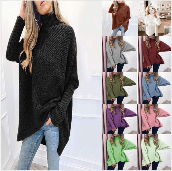 

sweater 2021 european american autumn and winter new mid-length loose pullover bat, White;black