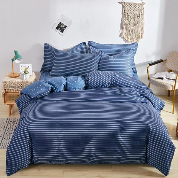 

bedding sets pure cotton duvet cover set 1.2m-2.0m king size bed sheet stripe plaid single double  quilt nordic