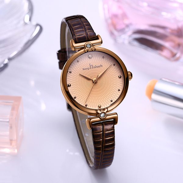 

new kwai tiktok live women compact watch, female waterproof quartz crystal watch, Slivery;brown