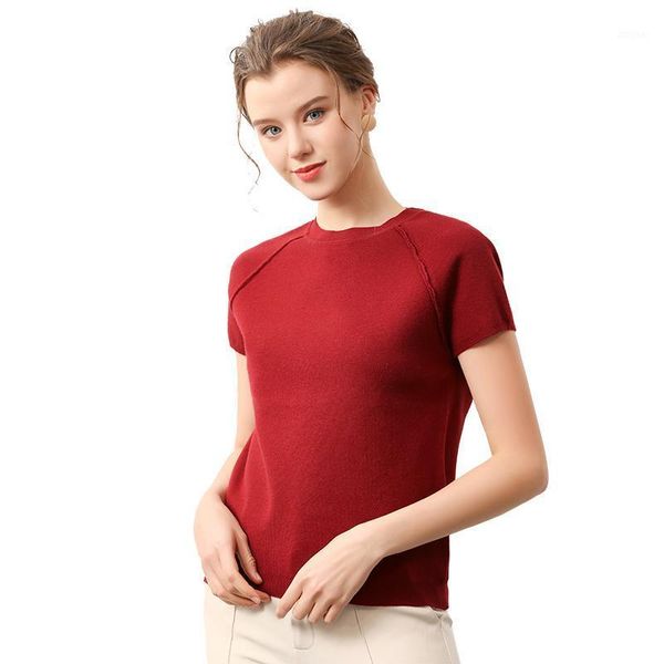 

women's sweaters 2021 women knitted short sleeve o neck ladies pullovers wool woman casual sweater d363, White;black