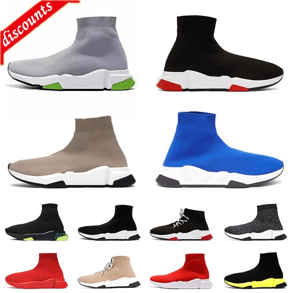 

wholesale 2022 mens womens sock shoes casual platform trainer runner triple black white beige graffiti classic slip-on paris flat