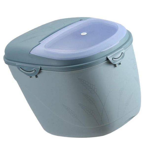 

1pc kitchen rice bucket household sealing container bin blue storage bottles & jars