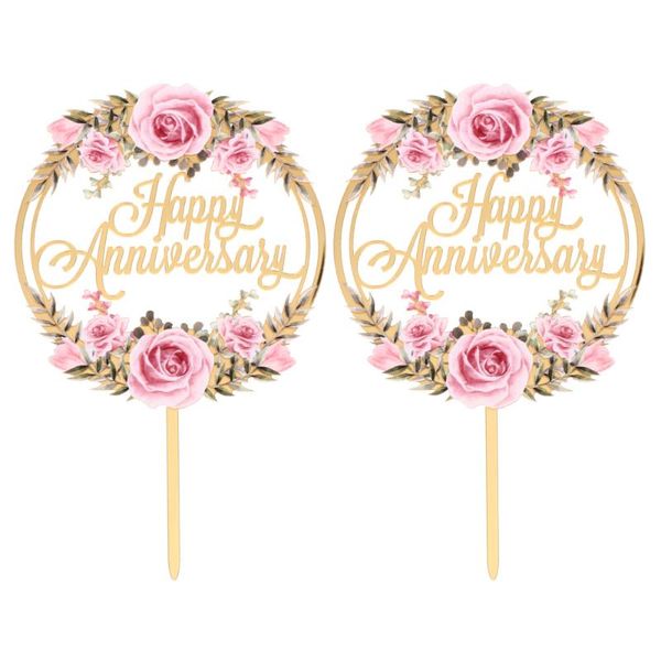 

greeting cards 2pcs wedding anniversary cake picks acrylic ers party birthday supplies
