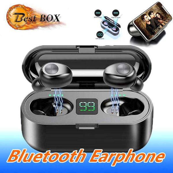

f9 wireless bluetooth earphone v5.0 tws headset with charging box sports headphones 2000 mah power for ip 11 x xiaomi
