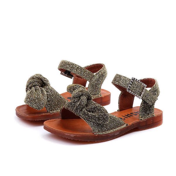 

elling designer new girls fashion princess sandals children flat open toe summer sandal little girl soft breathable casual shoes classic lux, Black