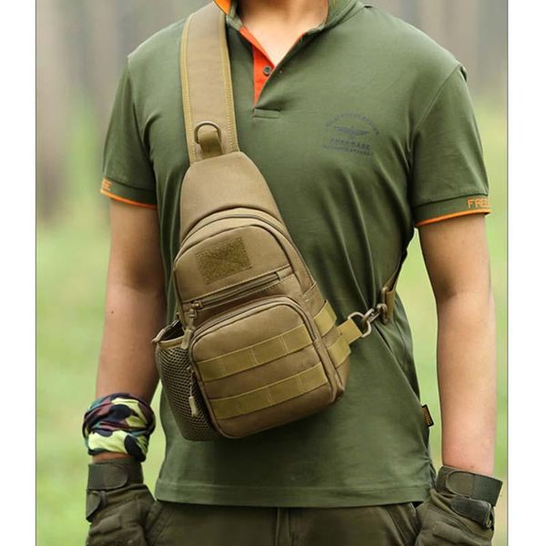 

outdoor bags tactical camo chest bag with water bottle cover,military travel messenger bag,wear-resistant riding hunting shoulder