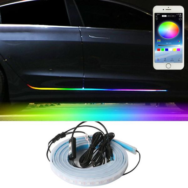 

emergency lights tcart rgb with vocie control led light strip magic bluetooth app car welcome door accesorios para auto