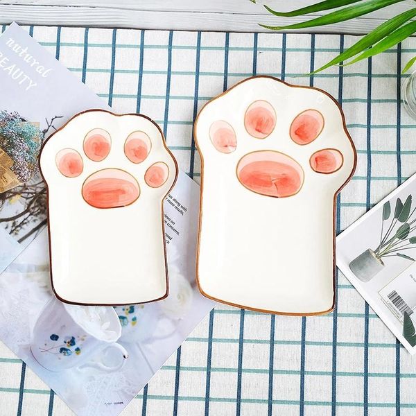 

dishes & plates cute cat's claw tableware household ceramic rice bowl salad plate girl heart cartoon japanese children's dinner