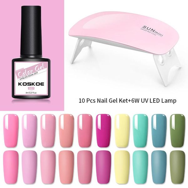 

nail art kits koskoe gel polish set 10/6/4pcs kit with uv/led manicure for design need base coat