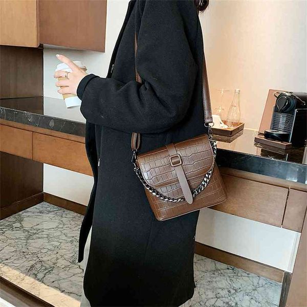 

women's 2020 new style messenger shoulder fashion crocodile small square bag