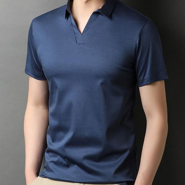 

men's t-shirts summer solid color half-sleeve casual lapel vlnt, White;black