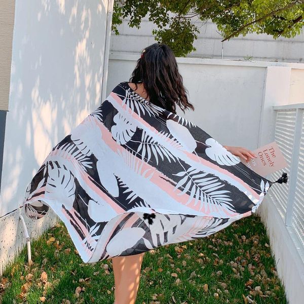 

towel travel beach towels big size printed plant pattern ethnic style scarf women sun shade retro cotton tapestry pashmina yoga