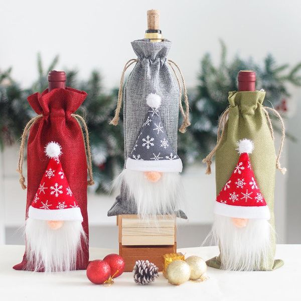 

christmas decorations gift wine bottle cover bag merry for home table xmas ornaments year 2022 noel