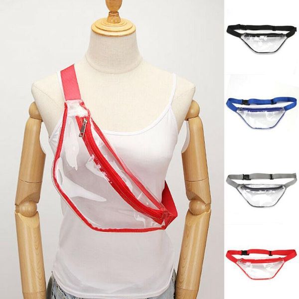 

us pvc women clear waist fanny pack belt bag hip bum bag transparent chest pouch glossy shiny fashion outdoor waist bag