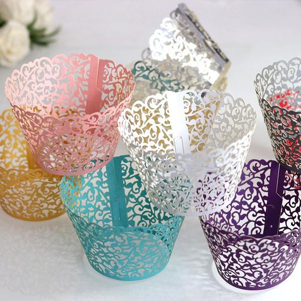 

other event & party supplies 50pcs laser cut cupcake wrappers decor wedding decoration baby shower handmade cake paper cups cases wraps